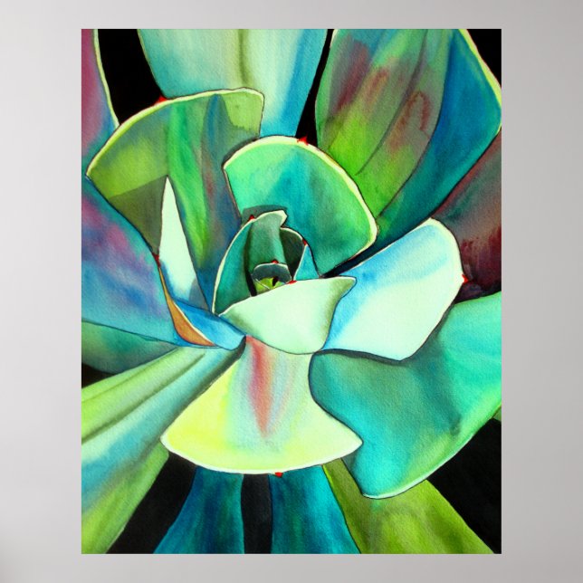 Succulent watercolour painting botanical plant art poster (Front)