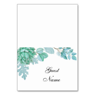 Succulent wedding place card. Cactus guest name Table Number