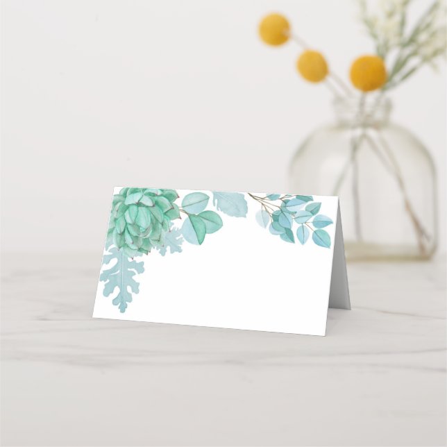 Succulent wedding seating card. Cactus guest card. Place Card (Front)