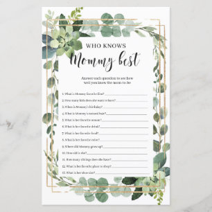 Succulent who knows mummy best baby shower game
