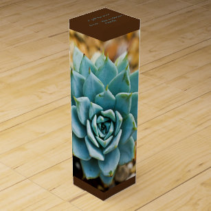 Succulent with Personalised Message Wine Gift Box