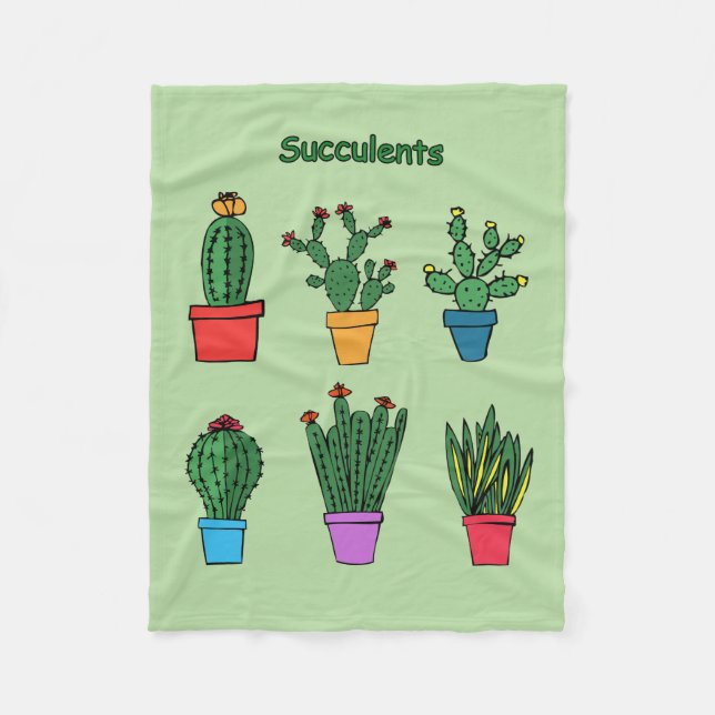 Succulents #1 fleece blanket (Front)
