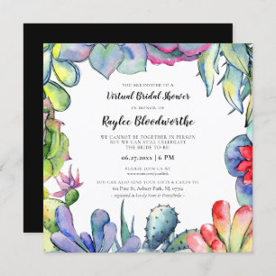 Succulents and cactus Virtual Bridal shower Invitation