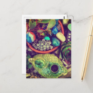 Succulents and Cute Garden Art Postcard