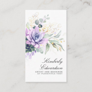 Succulents and Gold Greenery Elegant Boho Foliage  Business Card