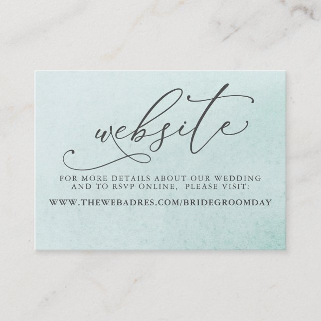 Succulents and Gold Greenery Wedding Website Business Card (Front)