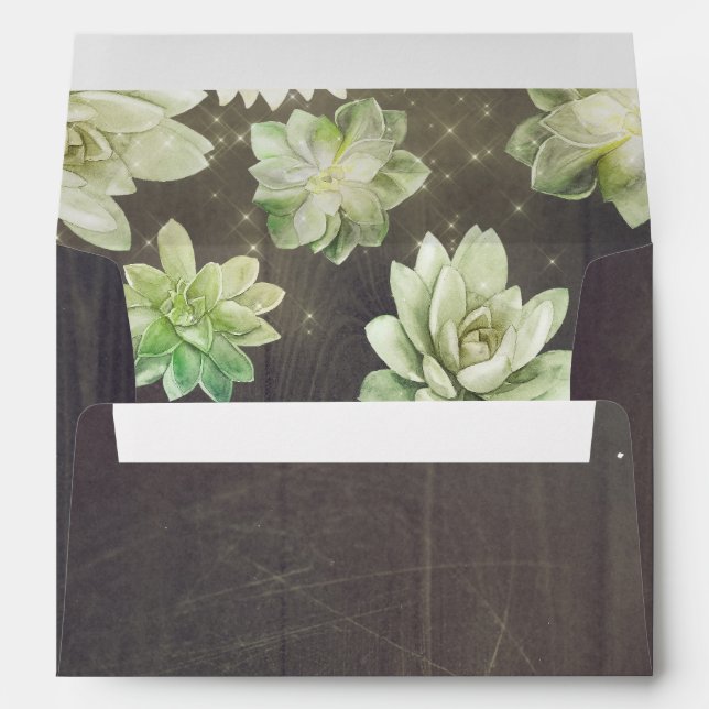 Succulents and Rustic Wood Envelope (Back (Bottom))