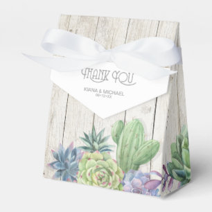Succulents and Rustic Wood Wedding ID515 Favour Box