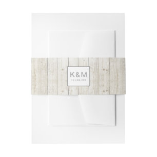 Succulents and Rustic Wood Wedding ID515 Invitation Belly Band