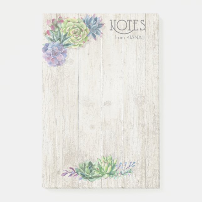 Succulents and Rustic Wood Wedding ID515 Post-it Notes (Front)