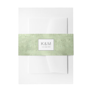 Succulents and Sparkle Wedding Green ID515 Invitation Belly Band