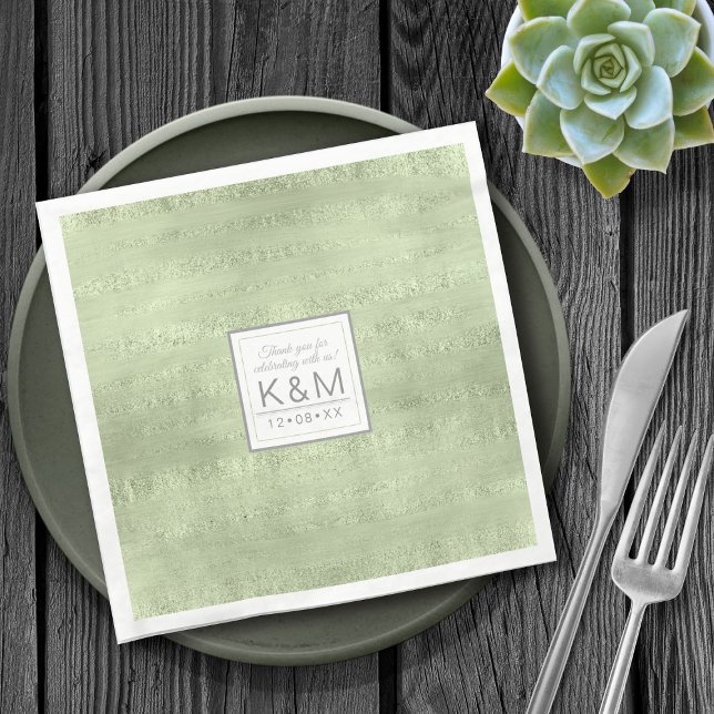Succulents and Sparkle Wedding Green ID515 Napkin (Creator Uploaded)