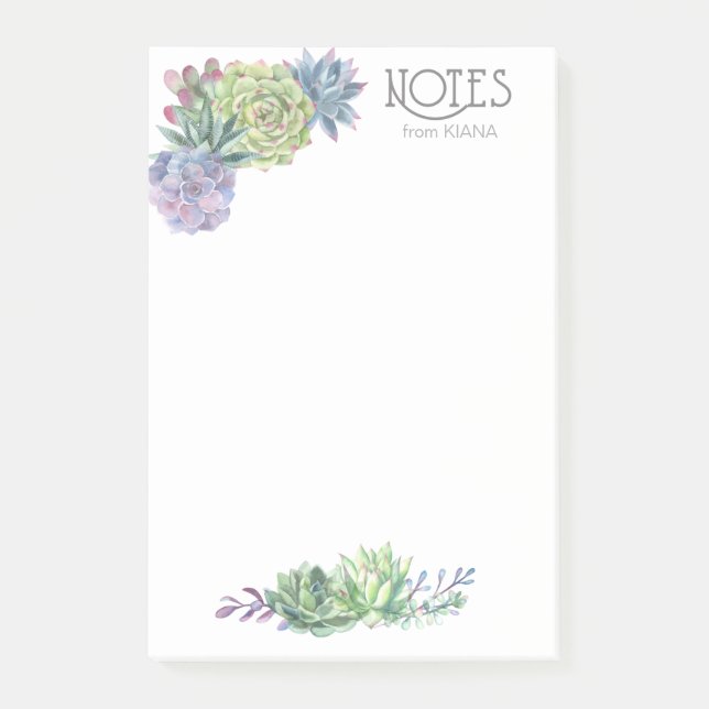 Succulents and Sparkle Wedding ID515 Post-it Notes (Front)