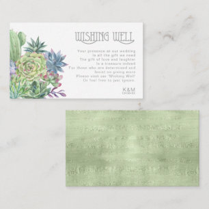 Succulents and Sparkle Wishing Well V2 Green ID515 Enclosure Card
