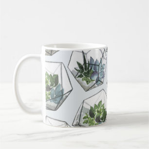 Succulents Aquariums Watercolor Seamless Pattern Coffee Mug