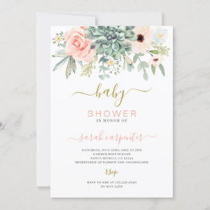 Succulents Baby Shower invitation