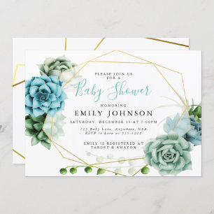 Succulents Baby Shower Invitation