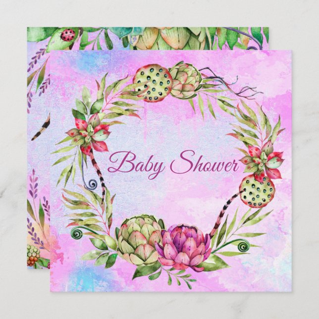 Succulents Baby Shower Invitation (Front/Back)