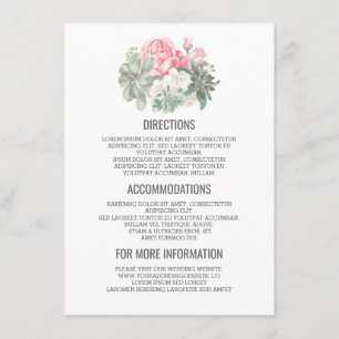 Succulents Bouquet Wedding Details- Information Enclosure Card