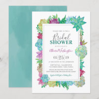 Succulents Bright Watercolor Flowers Bridal Shower