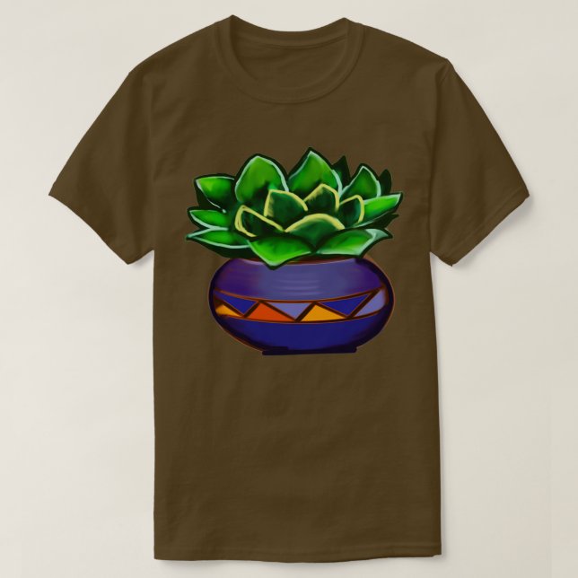 succulents cacti cactus in ornamental antique pott T-Shirt (Design Front)
