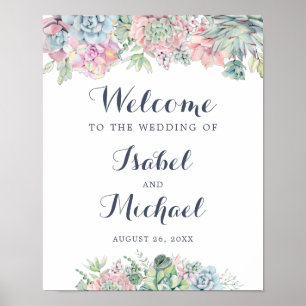 Succulents Cactus Blush Floral Welcome Sign