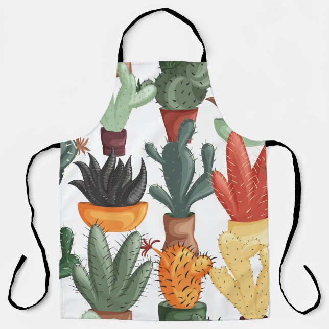Succulents, cactuses: cute floral pattern. apron (Front)