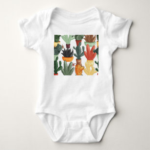 Succulents, cactuses: cute floral pattern. baby bodysuit