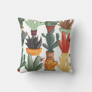 Succulents, cactuses: cute floral pattern. cushion