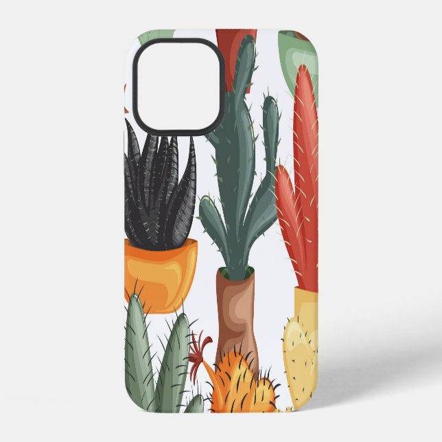 Succulents, cactuses: cute floral pattern. iPhone case (Back)