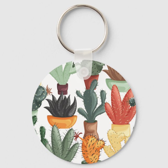 Succulents, cactuses: cute floral pattern. key ring (Front)