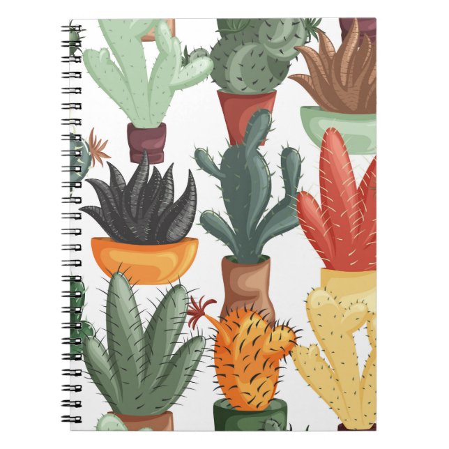 Succulents, cactuses: cute floral pattern. notebook (Front)