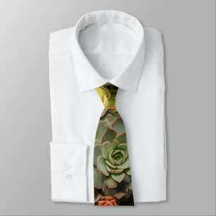 Succulents Desert Flowers Neck Tie