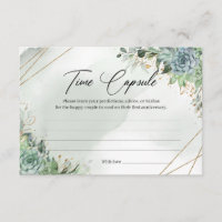 Succulents eucalyptus gold frame Time Capsule Card