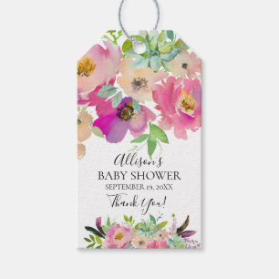 Succulents Floral Baby Shower Favour Gift Tag