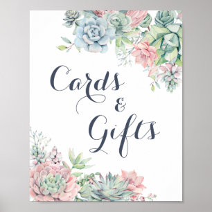Succulents Floral Blush Greenery Cards Gifts Sign