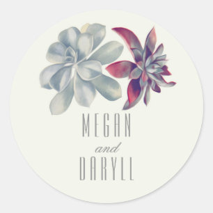 Succulents Floral Bouquet Wedding Classic Round Sticker