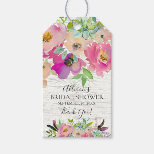 Succulents Floral Bridal Shower Favour Gift Tag