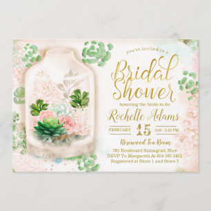 Succulents Floral Terrarium Botanic Bridal Shower Invitation