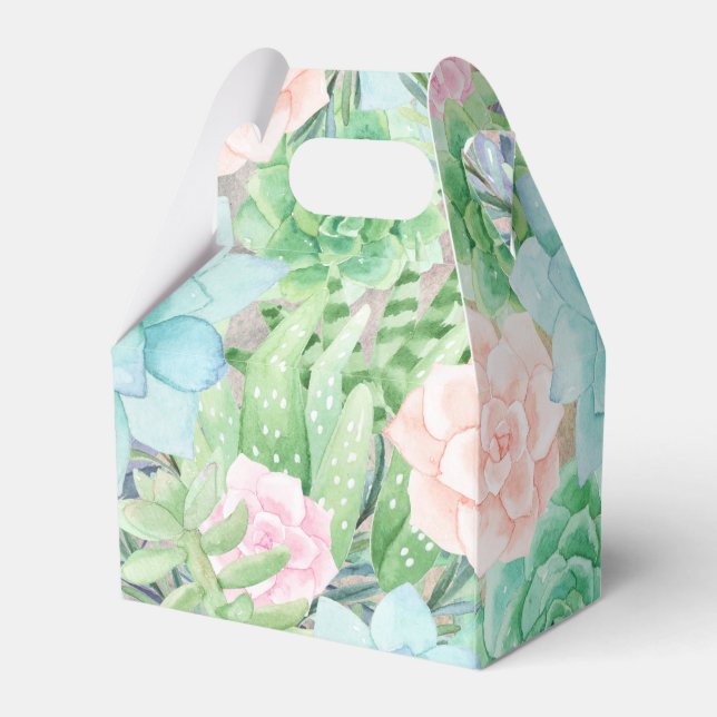 Succulents Flowers | Gorgeous Watercolor Favour Box (Back Side)