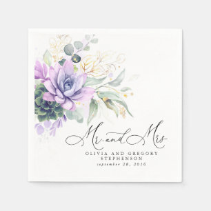 Succulents Gold Greenery Elegant Boho Wedding Napk Napkin