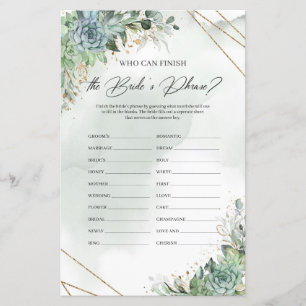 Succulents gold Who can finish the Bride's Phrase