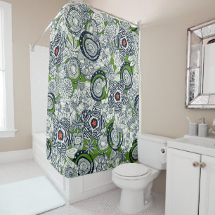 succulents green orange star shower curtain
