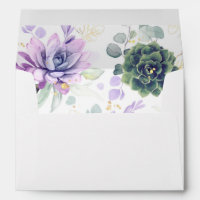 Succulents Greenery and Gold Elegant Envelope