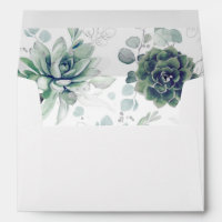 Succulents Greenery and Silver Elegant Envelope