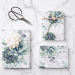 Succulents Greenery and Silver Eucalyptus Leaves Wrapping Paper Sheet<br><div class="desc">Succulents greenery and silver eucalyptus leaves pattern wrapping papers</div>