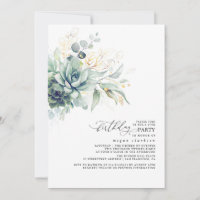 Succulents Greenery Gold Leaves Boho Birthday