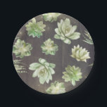 Succulents Greenery Rustic Wood Wedding Paper Plate<br><div class="desc">Succulents greenery rustic wedding / party paper plates</div>