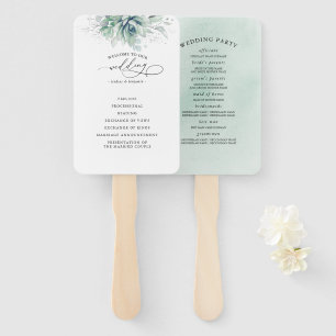 Succulents Greenery Wedding Program Hand Fan