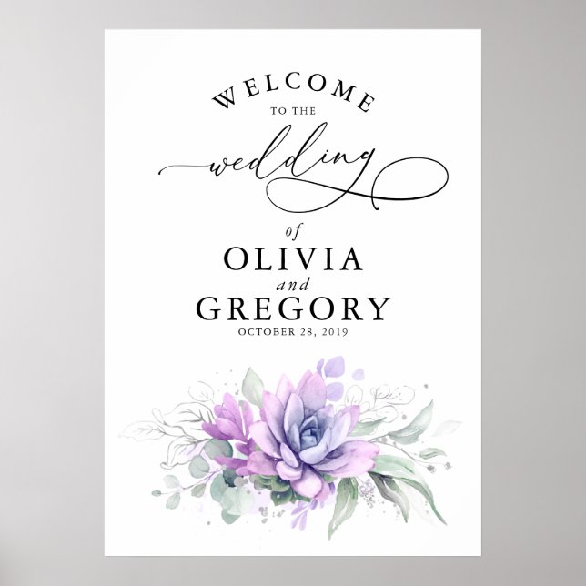 Succulents Greenery Wedding Welcome Poster (Front)